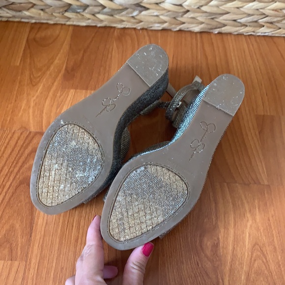 Jessica Simpson Gold Sparkle Dress Sandals - Picture 7 of 8